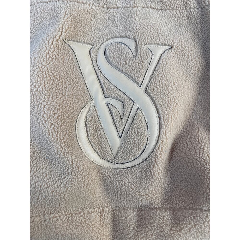 Victoria's Secret Tote Bag Sherpa Teddy Fuzzy Cozy Fleece Tan - Picture 6 of 7